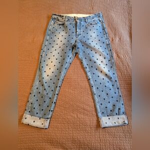 Stella McCartney Light Blue Star Print Cropped Jeans